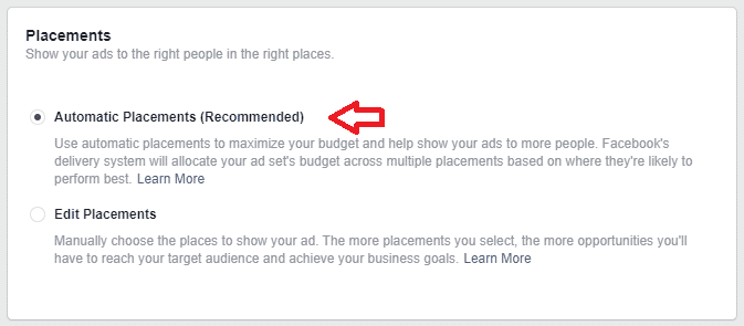 Facebook Ad Placement Set